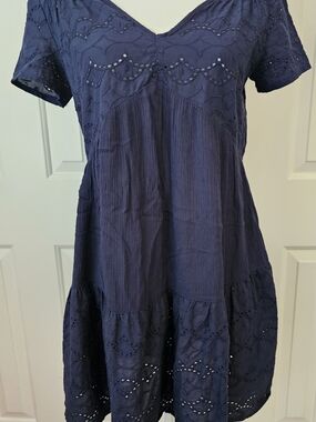 Knox Rose Navy Eyelet And Knit Dress